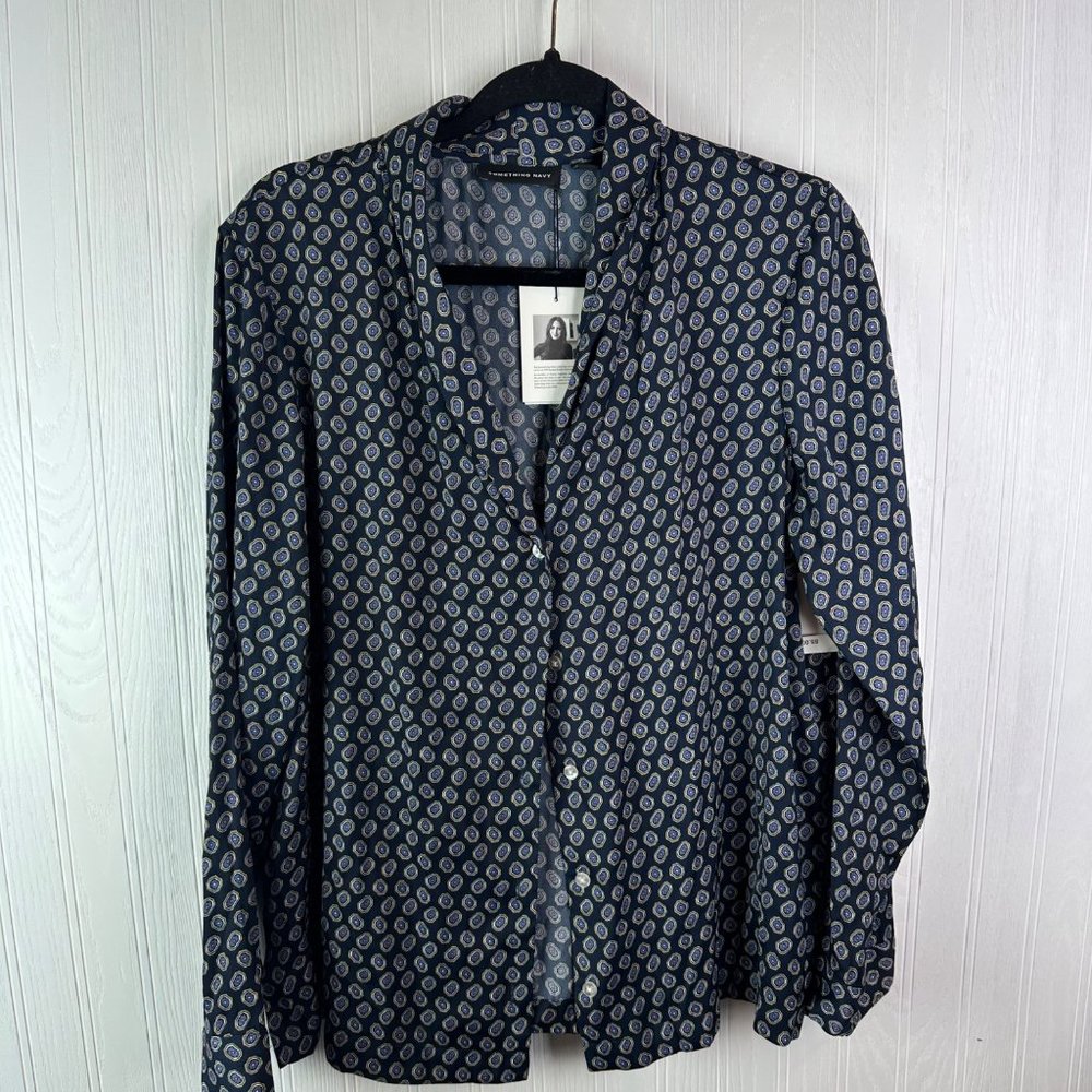 Something Navy Long sleeve button up size Medium NWT